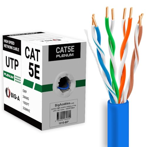 Big-A Blue 1000ft Cat5e Plenum Cable