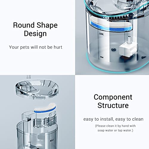 Fuente automática para beber gatos 1.8 L transparente miniatura 7