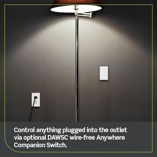 Leviton Decora Smart Outlet, Tamper-Resistant 15A, Wi-Fi 2nd Gen, Works with My Leviton, Alexa, Google Assistant, Apple Home/Siri & Wire-Free Companions for Switched Outlet, D215R-1RW, White by Leviton - Used condition - Image 5