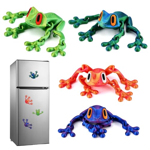 Set de 4 imanes decorativos de rana 3D poseables