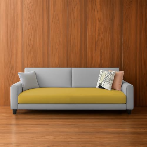 Image of Kathleen 3 Seater Sofa Set for Living Room - Foldable Convertible Couch Furniture for Home, Office or Guest Use, Modern Designer Stylish Comfortable (Yellow Grey)