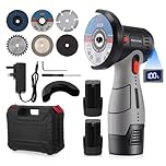 Mini Angle Grinder, 16.8V Cordless Angle Grinder Brushless Motor 19500RPM with 2Pcs 2000mAh Rechargeable Batteries and 6 Grinding Discs for Cutting Polishing Grinding Brick, Wood, Stone, Steel