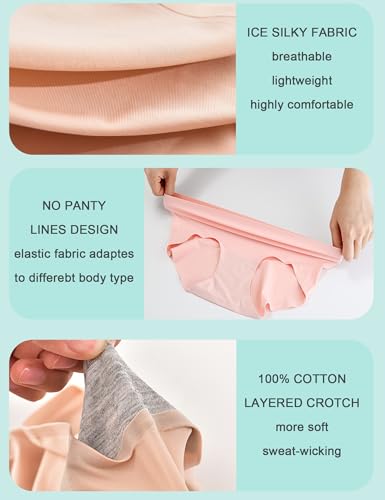 Kiench Teen Girls Seamless Panties Tagless No Show Underwear Plain Multipack of 93