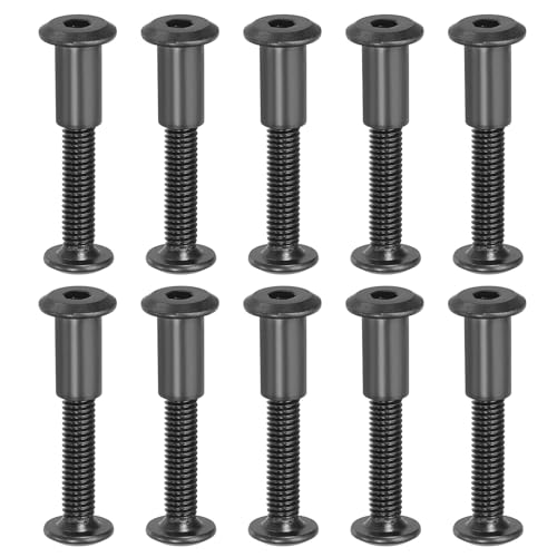 PATIKIL Śruby sześciokątne M6 x 30 mm, zestaw 20 śrub do książek, śruby łączące, śruby sześciokątne, nakrętki do scrapbookingu, skórzanego paska, albumu fotograficznego, naprawy mebli, czarne