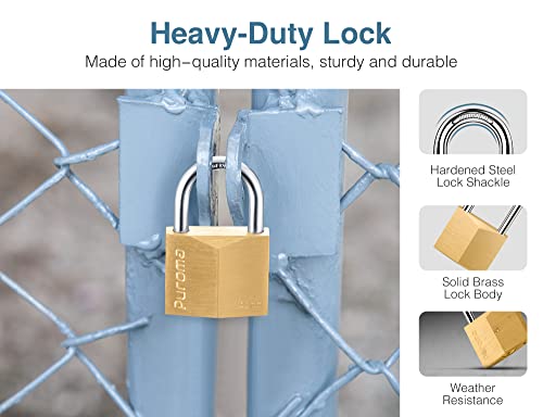 Puroma HU-XI-201 2 Pack Keyed Padlock Waterproof Solid Brass Lock thumb #1