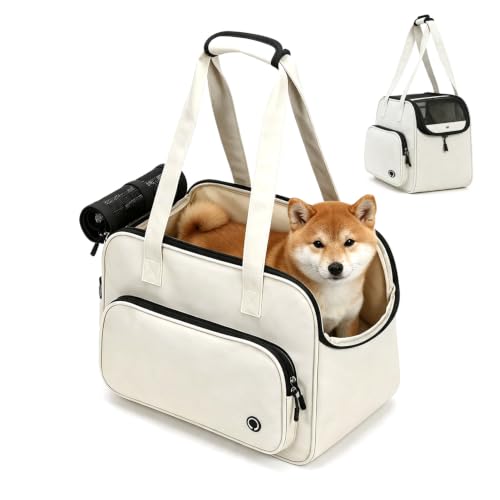 Hundetasche für Kleine Hunde und Katzen bis 13kg, Leichte & Atmungsaktive Haustiertasche aus Oxford-Stoff mit Leinenhaken, Transporttasche für Reisen Outdoor Spaziergänge und Unterwegs