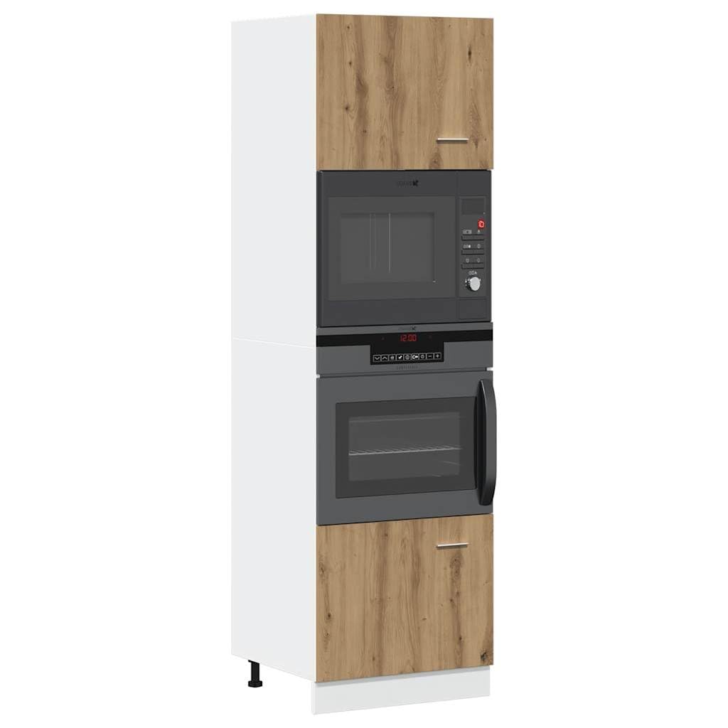 vidaXL Mikrowellenschrank Lyon Artisan-Eiche 60x57x207 cm Holzwerkstoff, Küchenschrank, Küche Hochschrank, Küchenmöbel, Küchenzeile für Backofen Mikrowelle