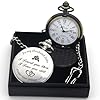 EDSG Personalised Pocket Watch for Men Husband Engraved Pocket Watch with Chain I Love You Gifts for Him Husband Birthday Valentines Anniversary with Gift Box (Silver) #3