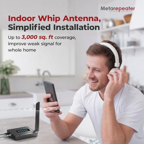 Metarepeater Cell Phone Booster for Home, Covers Up to 3,000 Sq. Ft, Real Time Signal Monitor, Boost 5G 4G LTE for All U.S. Carriers, FCC Approved Cell Signal Booster