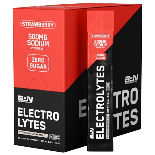 BARE PERFORMANCE NUTRITION BPN Electrolytes Go Packs Hydration Drink Mix | Sugar Free Electrolyte Powder | 500mg Sodium per Serving | Naturally Sweetened | Strawberry 30 Servings