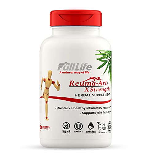Full Life Reuma-Art X Strength – 400 mg Herbal Supplements - Supports Joint Flexibility – 180 Veggie Capsules