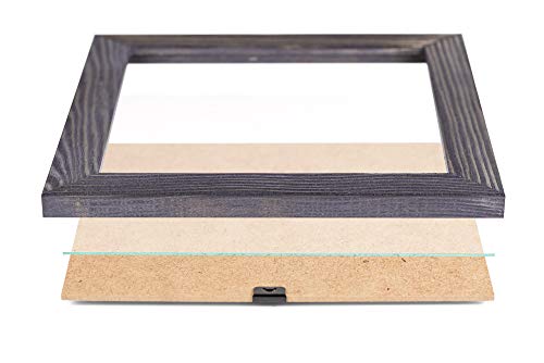 Image of Rustic Wooden Poster Picture Frame 16x20 - Natural Solid Eco Distressed Wood for Wall Mounting Photo Frame - Dark Grey