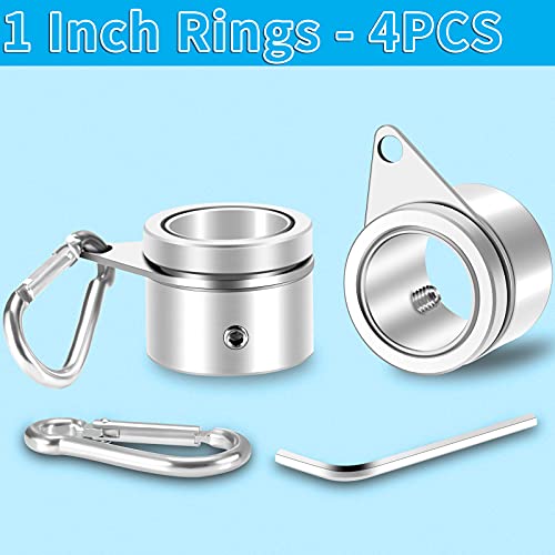 REERON 1\" Flag Pole Rings Clips 360° Rotating Flagpole Swivels Clips Flag Mounting Rings - Aluminum Alloy Anti Furling Flagpole Rings Flag Parts Kit for 0.75-1.02 Inch Diameter Pole (Silver - 4PCS)