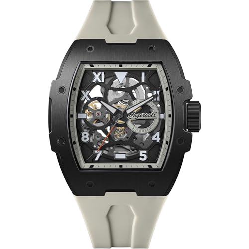 Ingersoll The Play 45 mm automatische Herrenuhr mit schwarzem Zifferblatt und grauem PU- Armband- I15305