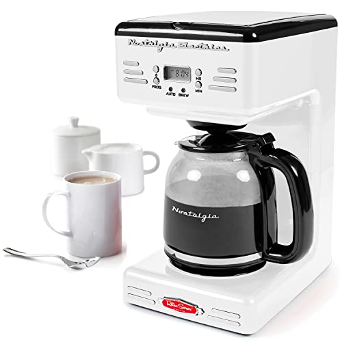 Nostalgia Retro 12-Cup Programmable Coffee Maker With Led Display, Automatic Shut-Off & Keep Warm, Pause-And-Serve Function, White #TOP1