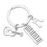 Design unique : ces porte-clés musicaux sont superbement conçus avec un pendentif avec un clavier, des notes et une guitare, prêts à éveiller vos sentiments musicaux profonds à tout moment, meilleurs cadeaux sur le thème de la musique, cadeaux musicaux pour femmes et hommes, cadeaux musicaux pour enfants et adultes