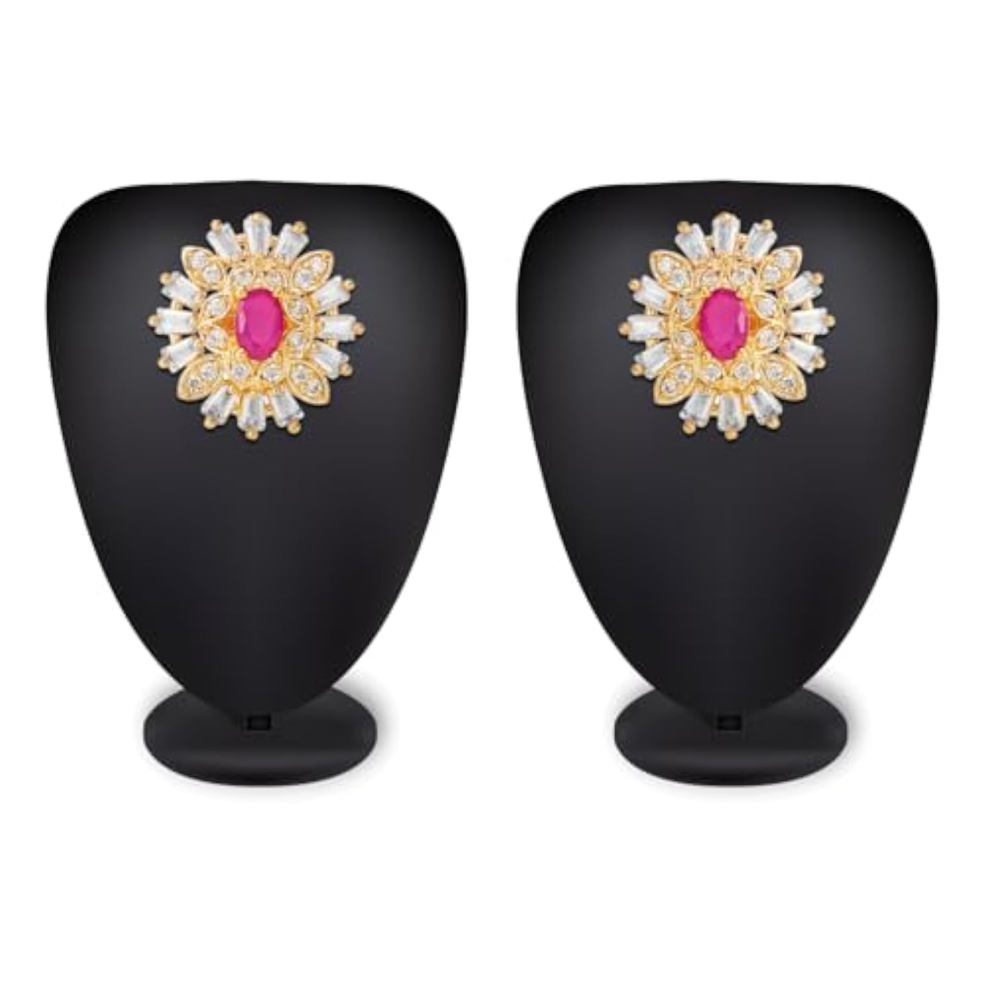 Women's Gold Plated Ruby & Diamond-Style Stud Earrings