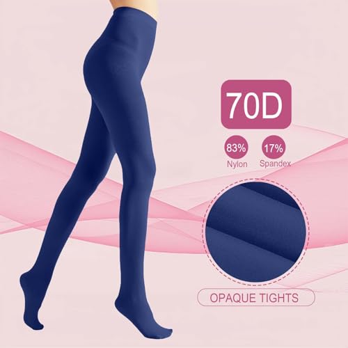 Image of Weziarer Women's Opaque Tights,70D Soft Solid Color Control Tights for Women,High Waist Womens Footed Pantyhose Multicolor