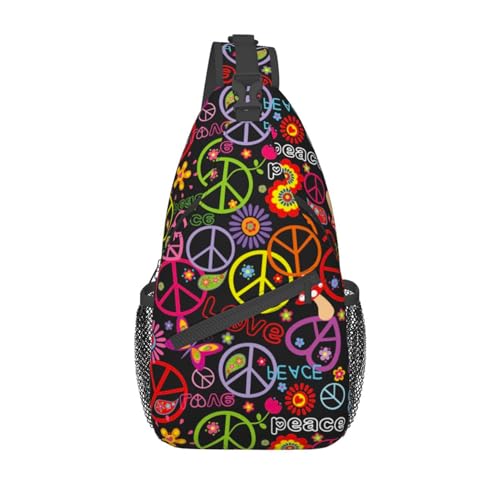 VOOHDDY Crossbody Bag For Women Men Travel Hiking Backpack Sling Shoulder Chest Bags Casual Daypack Purse Sport, Hippie Colorful, One Size, Cool