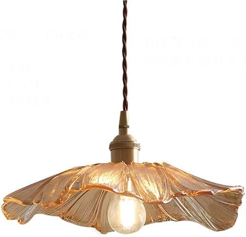 Olskfuh Brown Texture Glass Pendant Lamps E27 Socket Hanging Light Fitting Minimalist Copper Chandelier Compatible With Restaurant Entrance Balcony Aisle Droplight,Chandelier Lamps,