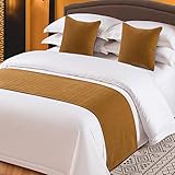 OSVINO Solid Bed Runner Textured Chenille Bed End Scarf Wear-Resistant Decorative Bedding Protection for Hotel Bedroom Wedding Room, Dark Brown, King