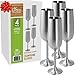 Unbreakable 8 Oz Stainless Steel Champagne Flutes (4 Pack) - Stemmed Silver Champagne Glasses - Reusable Indoor Outdoor Drinkware, Keeps Drink Cold - Great for Graduation Parties & Mothers Day Gift