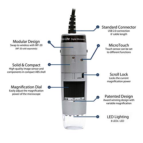 Dino-Lite Usb Digital Microscope Af3113T - 0.3Mp, 20X - 220X Optical Magnification, Measurement, Wf-20 Compatible #TOP1