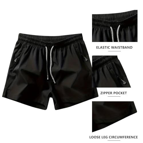 3 Set Men's Workout Athletic Shorts Lightweight Moisture Wicking 3" Running Shorts with Zipper Pockets Gym Beach4