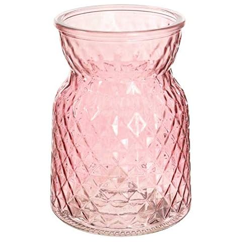 Textured Pink Glass Flower Bud Vase Jar Home Decoration Decor Ornament Cover