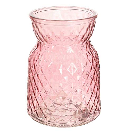 Textured Pink Glass Flower Bud Vase Jar Home Decoration Decor Ornament