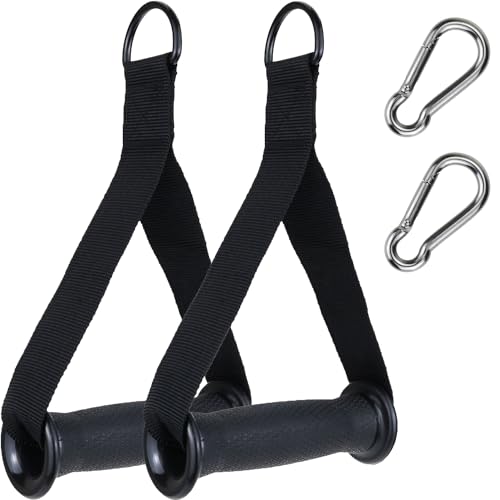 Resistance Band Handles, 2 Pack Heavy Duty Cable Machine Grips (Black)