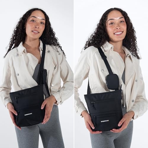 Image of Sherpani Sadie, Nylon Crossbody Bag, Lightweight Shoulder Bag, Travel Cross Body, Crossbody Purse, RFID Protection, Removable Coin Purse, Travel Gift (Raven)