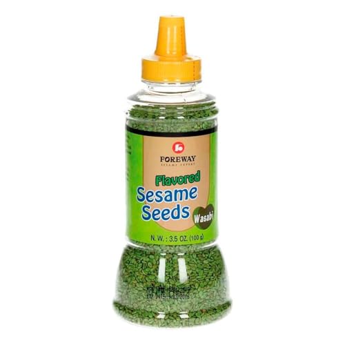 Semillas de sésamo sabor wasabi 100 g en botella dosificadora, topping crujiente para sushi, poke, ramen y cocina asiática
