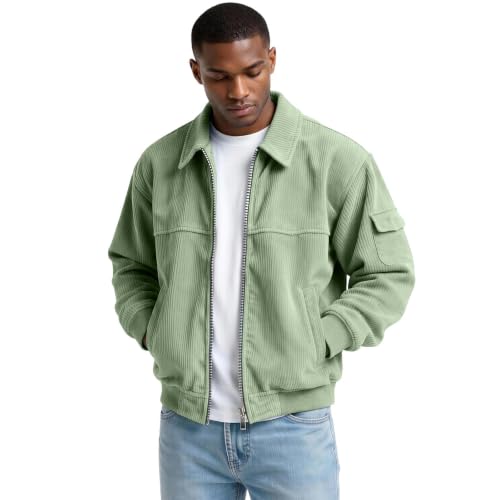 Mens Shirt Jacket Corduroy Long Sleeve Button Down Shirt with Pockets - image 2