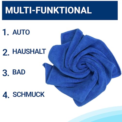 12 paños de microfibra de 300 g/m², 40 x 40 cm, sin pelusas, para el hogar, coche y moto, paños de limpieza, trapos, paños de pulido, paños para el hogar, color azul - imagen 3