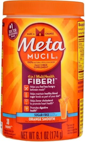 Image of Metamucil Daily Fiber Supplement /Therapy for Regularity, Sugar Free, Orange Smooth, 6.1 oz (Pack of 3)