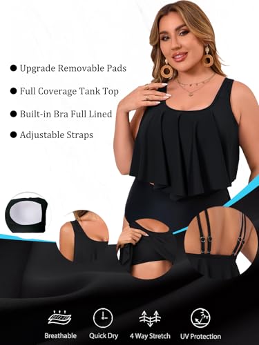Women's Bikini Top Tankini Tops Push Up Bathing Suit Top Flounce Swimsuit Tops Swim Bra for Large Bust4