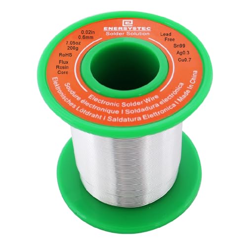E ENERSYSTEC Thin Solder Wire Rosin Core Fine Gauge Electronics Solder Lead Free 0.02 7.05oz Electrical Silver Soldering 0.6mm 200g Unlead Solder Wire Alloy Sn99 Ag0.3 Cu0.7