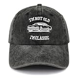 Classic Car Dad Hat, Men Gag Baseball Cap with I'm Not Old I'm Classic Embroidery, Birthday Retirement Gift for Grandpa (US, Alpha, One Size, Black)