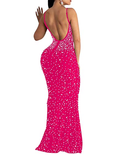 Image of Women's Sexy Elegant Rhinestone Hot Drilling Process Bodycon Dress Party Club Night Out Dress Long Evening Dresses