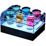 テキーラ地球儀 LED酒ボトルの表示棚 おしゃれ 地球儀の形 雰囲気盛り上がる カクテルグラスホルダー LED酒グラスラック テキーラ観覧車 カウンタートップワイングラスホルダー 自立型の卓上テキーラカップの収納ラック 居酒屋 KTV ナイトクラブ パーティー 飲み会などに magihand (6穴)