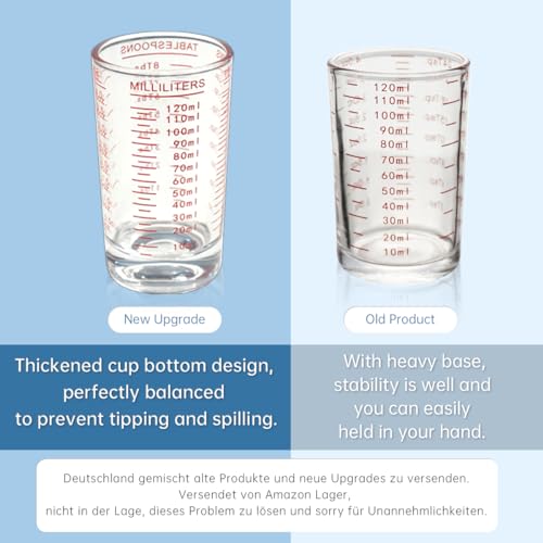 BCnmviku Glass Measuring Cup,4 Ounce/120ml Small Shot Glasses,Liquid & Dry Measure Espresso Shot Cups for Cocktail,Whiskey,Spirits,Wine,Liquor,Alcohol (Red) - Image 2