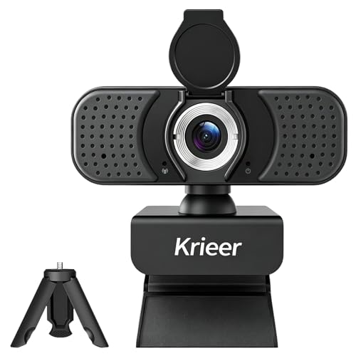 Krieer 1080P HD Webcam with Dual Mics Privacy Cover for Video Calls Zoom