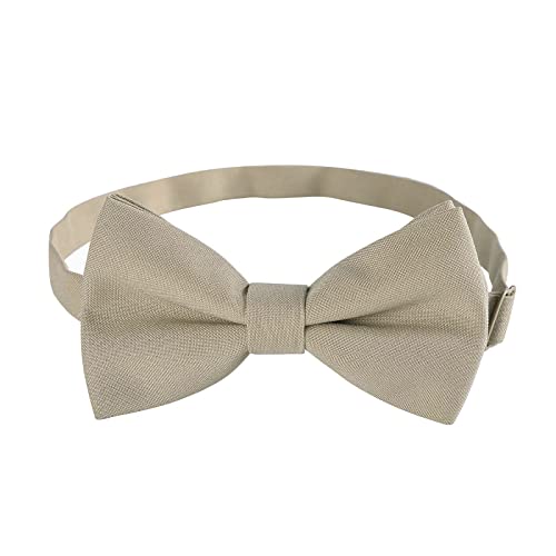 WELROG Klassische gebundene Fliege Kids & Men’Formal Solid Tuxedo Gabardine Einstellbare Fliege Krawatte für Erwachsene & Kinder für Hochzeitsfeier Ausgefallene Plain Bowties (Khaki)