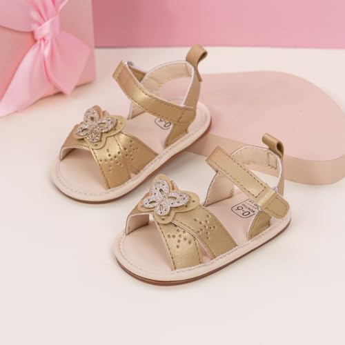 Image of Babelvit Infant Baby Girl Boy Sandals Comfort Premium Summer Outdoor Casual Beach Shoes with Flower Bowknot Anti Slip Rubber Sole Newborn Toddler Prewalker First Walking Shoes