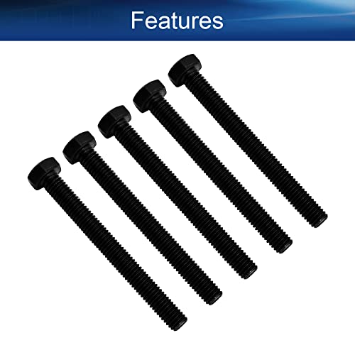 Image of M8 x 75mm Carbon Steel Grade 8.8 External Hex Head Screw Bolts Metric Thread Hexagon Bolts Fastener, 80.5 x 13 x 13mm (Lx W x H) for Machinery Furniture Hardware Black 5pcs