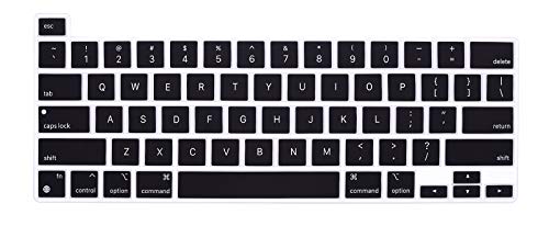 US English Layout Keyboard Cover for MacBook Pro 13" (2022 M2 Chip / 2020 M1 Chip) / Old Pro 16" (2019), Model A2338/A2289/A2251/A2141,Black Silicon Keyboard Protector Skin