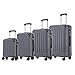 yonsly Koffer Suitcase Set, Trolley Reisekoffer, Rollkoffer Handgepäck, Kofferset, Gepäckset mit 4 Rollen 360°, Hartschalenreisekoffer, Zahlenschloss, Weicher Gummigriff (4er Set, S,M,L&XL, Grau)