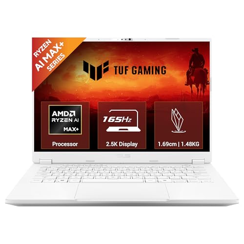 Image of ASUS TUF A14 (2026),AMD Ryzen AI MAX+ 392,AMD Radeon 8060S iGPU,32GB RAM,1TB SSD,QHD+,14 inch(35.5 cm),Windows 11,M365 Basic(1Y)* Office 2024,Moonlight White,1.48 Kg, FA401EA-RG019WS,Creator /Gaming Laptop