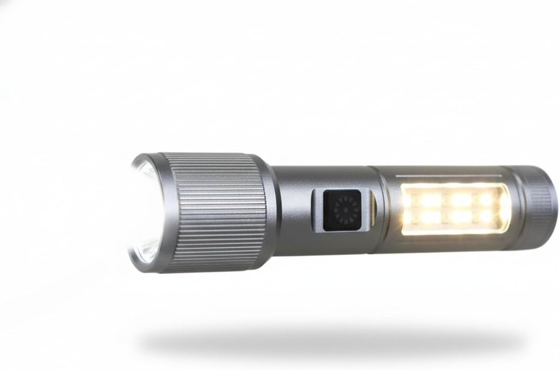 Rechargeable LED Torch Light 5W Metal Body Flashlight | USB Charging, Waterproof Emergency Torch for Home, Travel, Camping, Hiking | Multiple Light Modes (6 Inch)